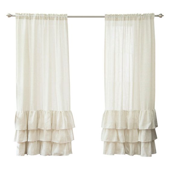 Off-White Bottom Ruffle Cotton Curtains