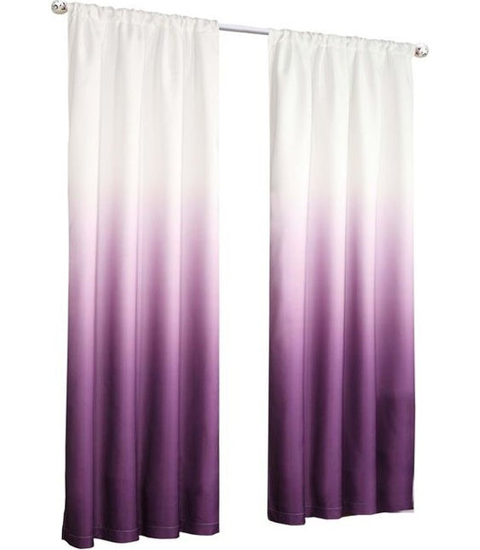 Purple Ombre Dyed Cotton Non See Through Curtains