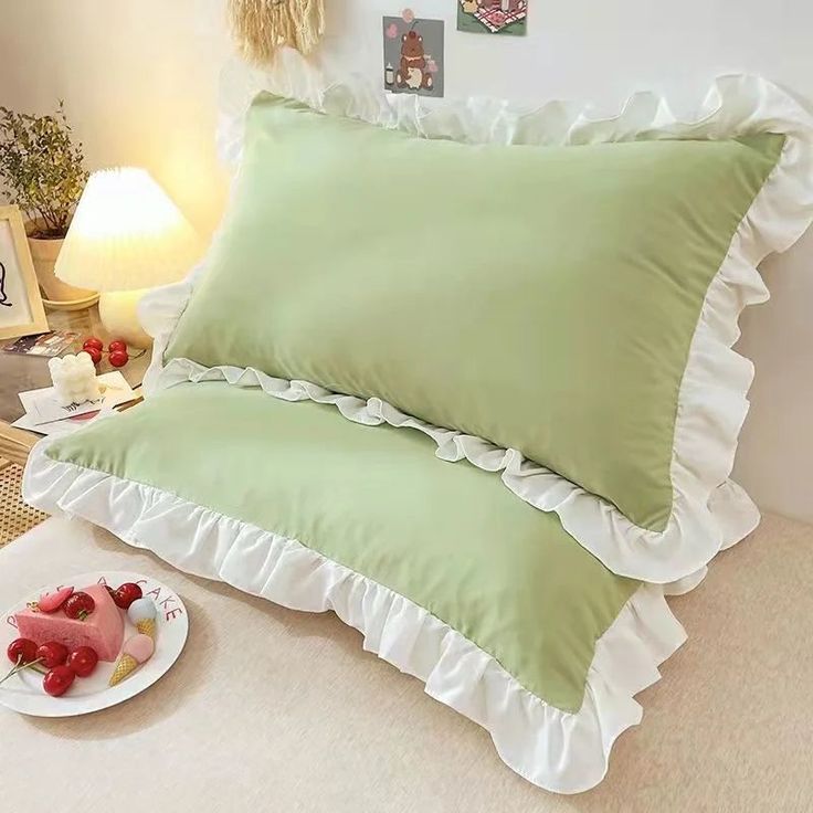 Cotton Frill Pillow Case in Dual Tone