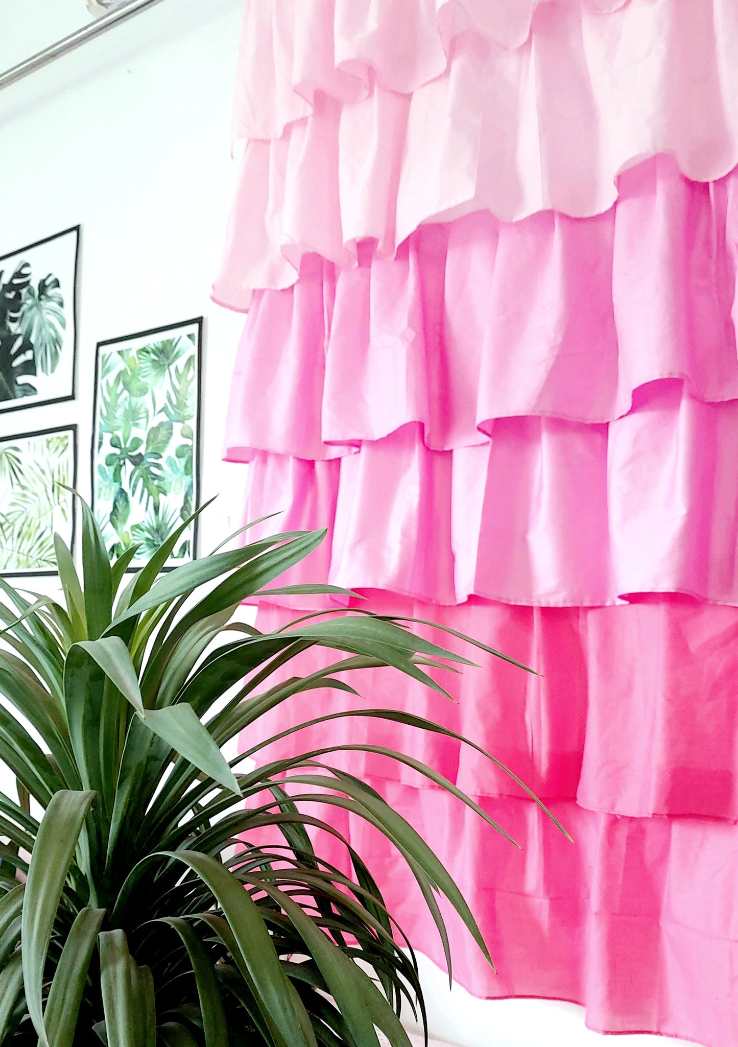 Pink Ombre Full Ruffle Curtains