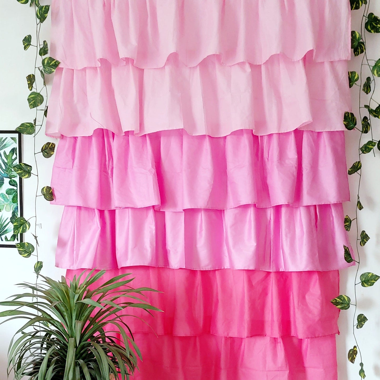 Pink Ombre Full Ruffle Curtains