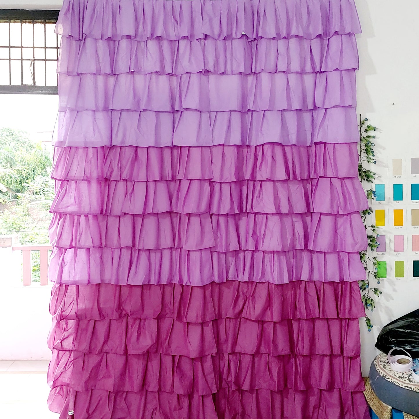 Lavender Ombre Full Ruffle Curtains