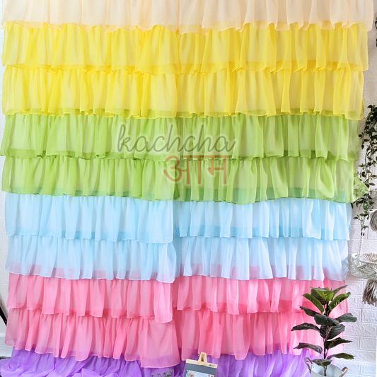 Rainbow Full Ruffle Georgette Curtain