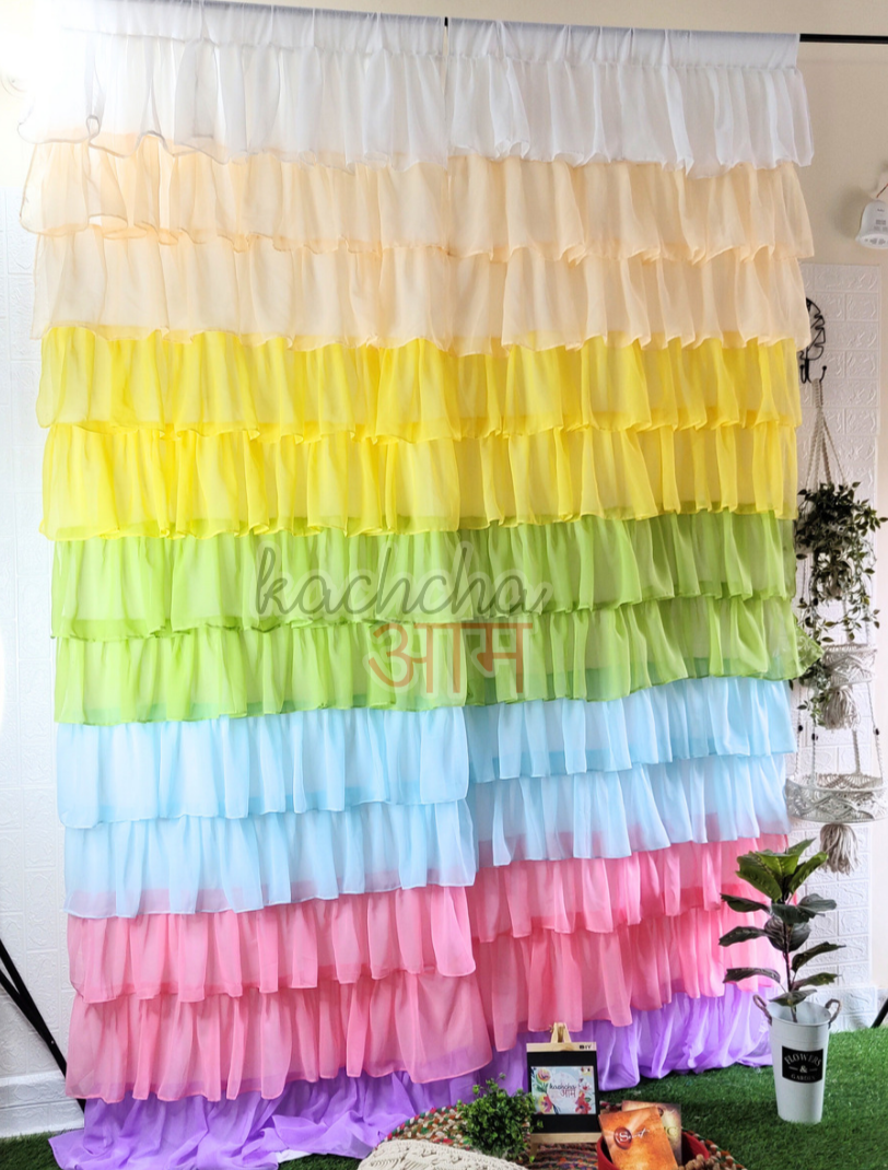 Rainbow Full Ruffle Georgette Curtain