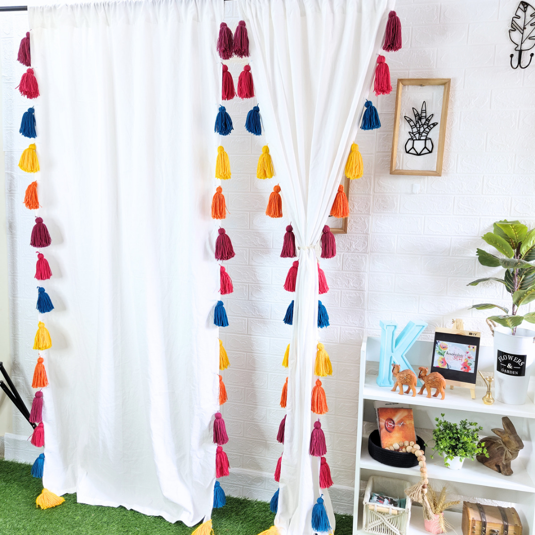Hyppy Soul Tassel White Curtains (Cotton & Sheer)