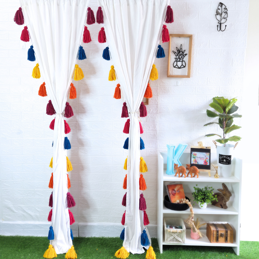 Hyppy Soul Tassel White Curtains (Cotton & Sheer)
