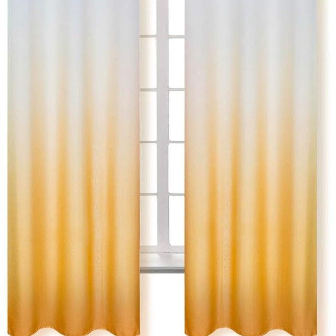 Yellow Ombre Dyed Cotton Non See Through Curtains