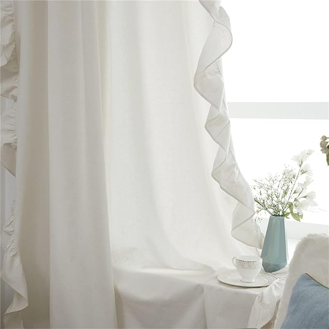 White Side Frill Curtains 100% Cotton Material