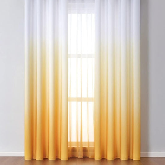 Yellow Ombre Dyed Cotton Non See Through Curtains