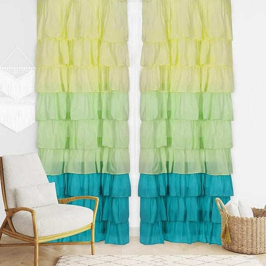 Mint Orchid Full Ruffle Curtains