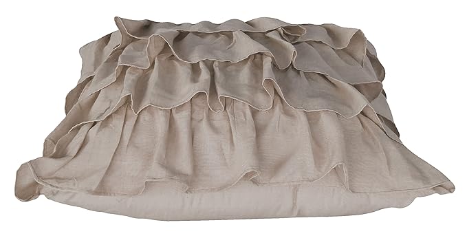 Cotton Ruffle Cushion Cover in Grey - 16x16 Inches with Quality Lining
