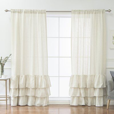 Off-White Bottom Ruffle Cotton Curtains