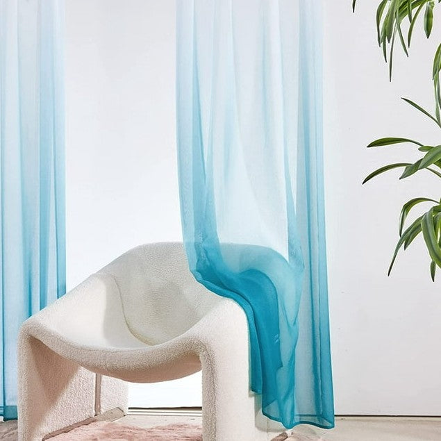 Blue Ombre Dyed Sheer Curtains