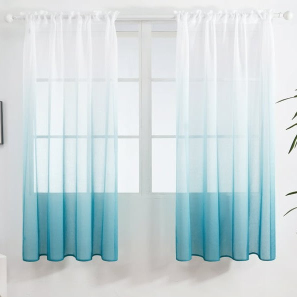 Blue Ombre Dyed Sheer Curtains