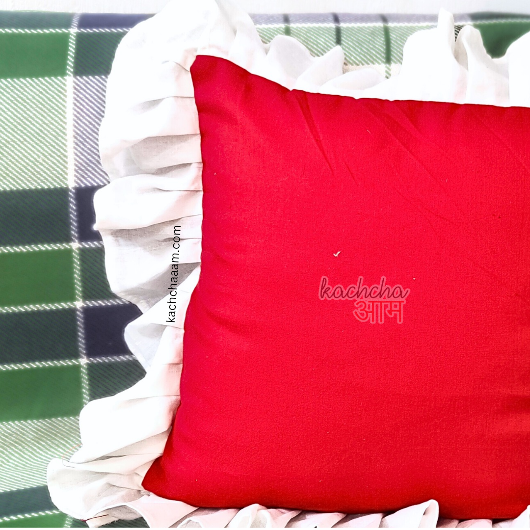 Christmas Dual Frill Cushion Cover Red