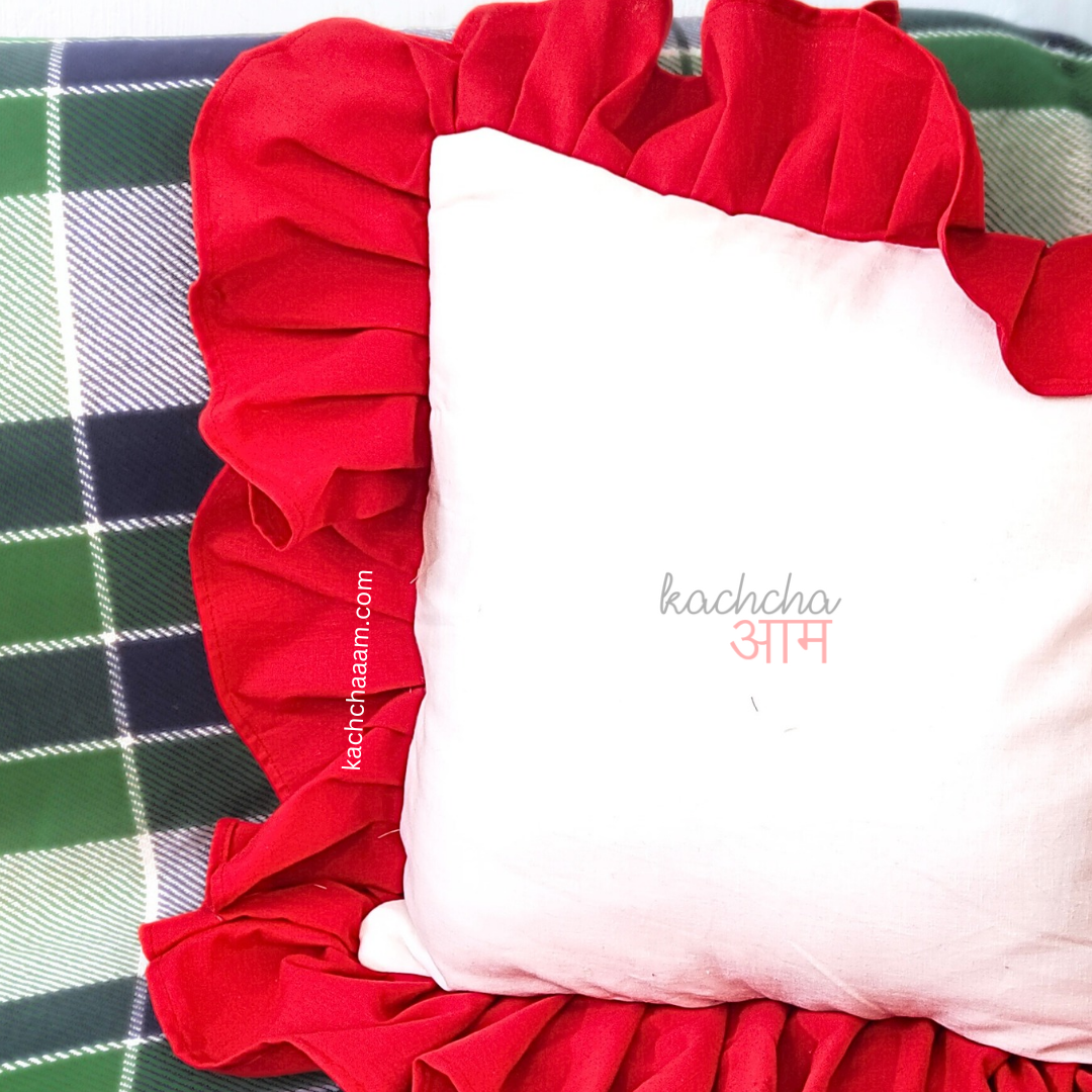 Christmas Dual Frill Cushion Cover White