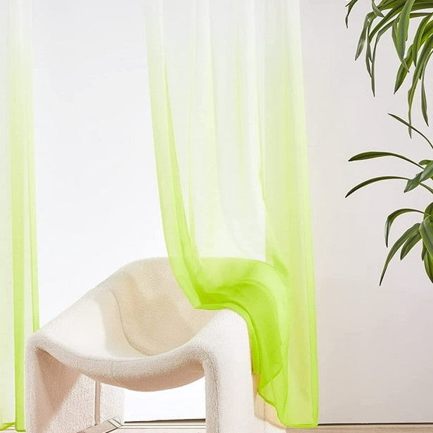 Pista Green Ombre Dyed Organza Sheer Curtains