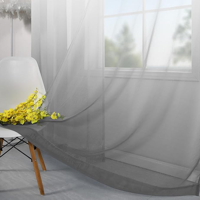 Grey Ombre Dyed Sheer Curtains