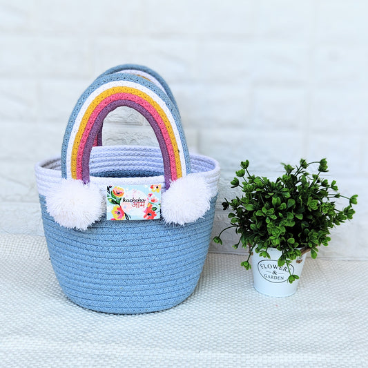 Rainbow Handle Multipurpose Blue Basket 🌈