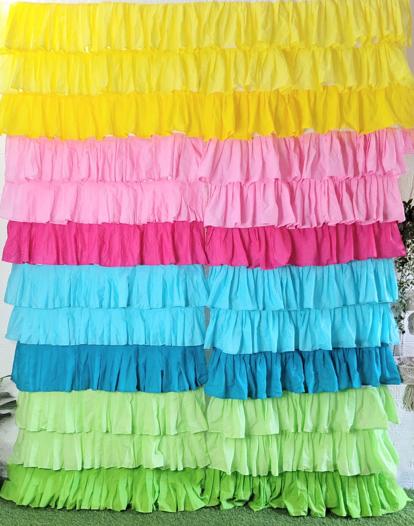 Rainbow Full Ruffle Cotton Curtain