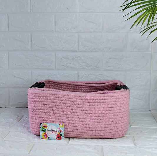 Pink Rectangle Storage Baskets (Set of 3)