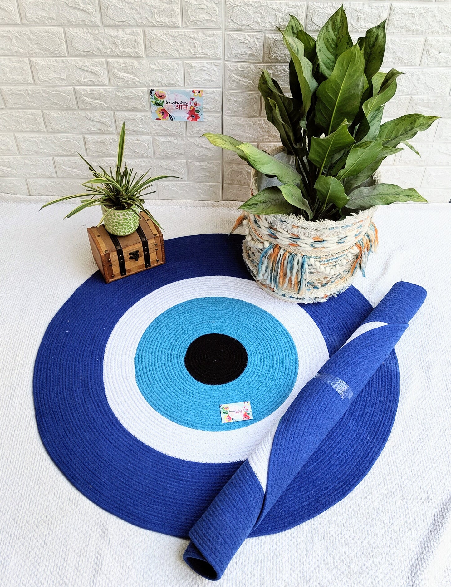 Evil Eye Round Cotton Mat Rug