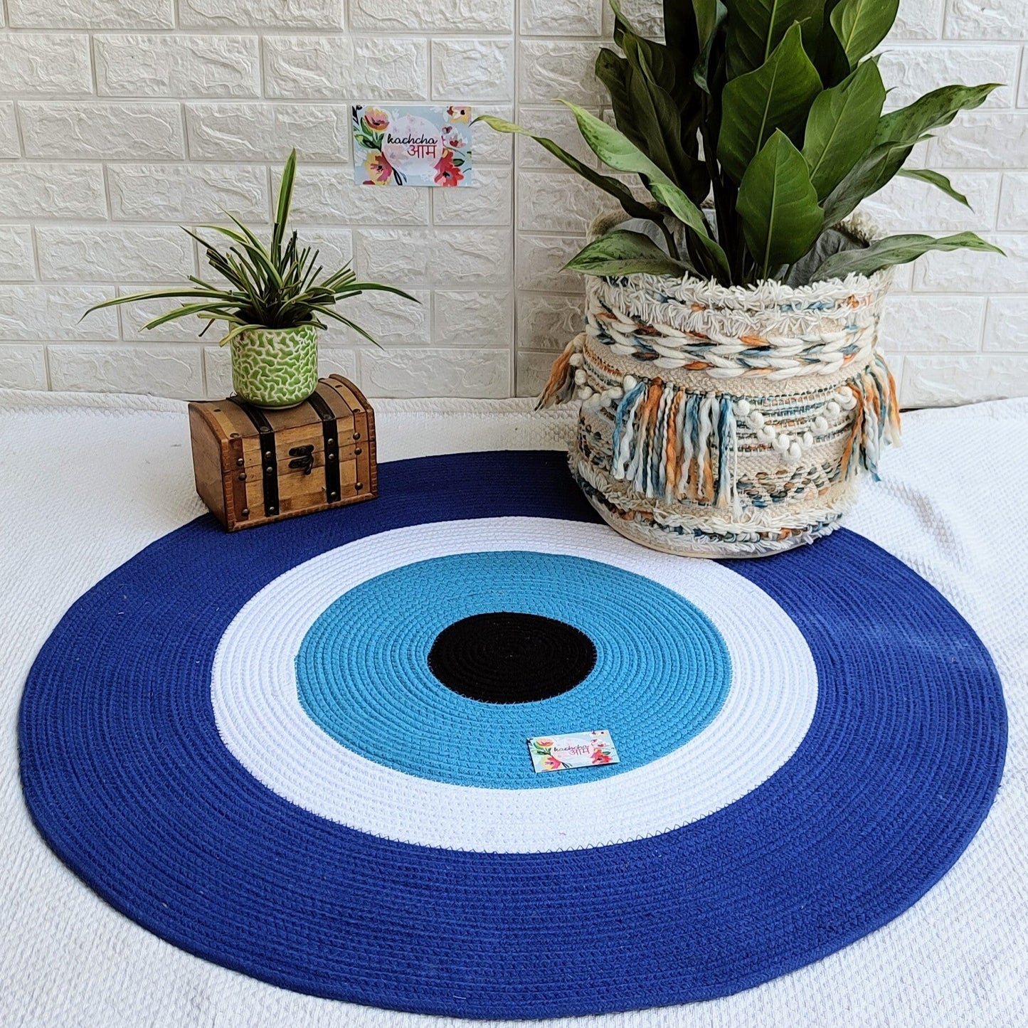 Evil Eye Round Cotton Mat Rug