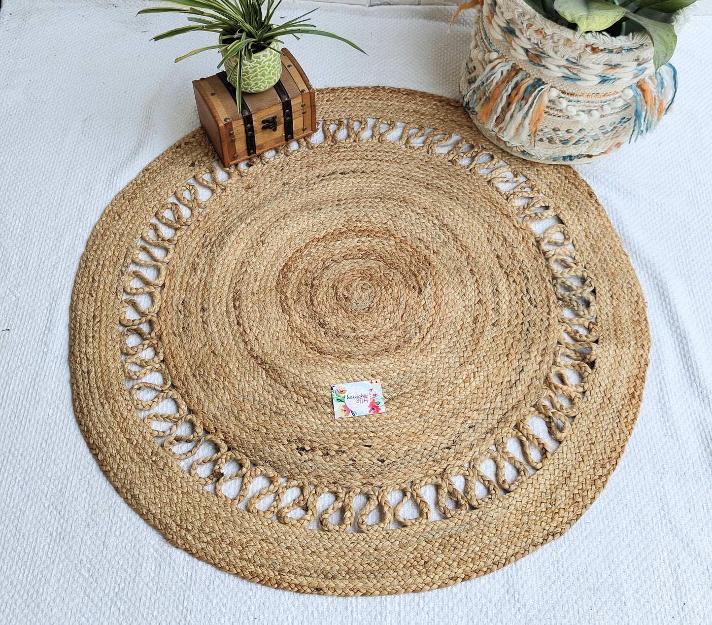 Braided Natural Jute Round Mat Rug