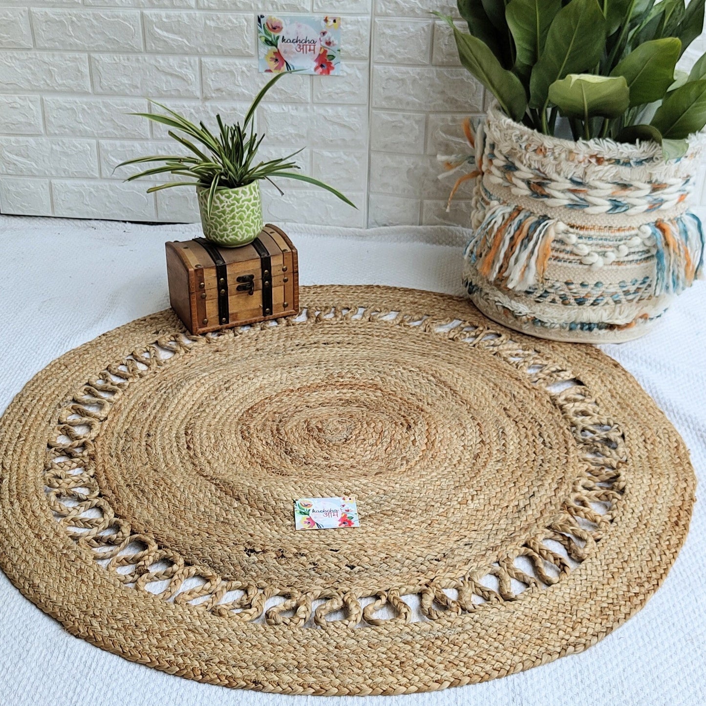 Braided Natural Jute Round Mat Rug