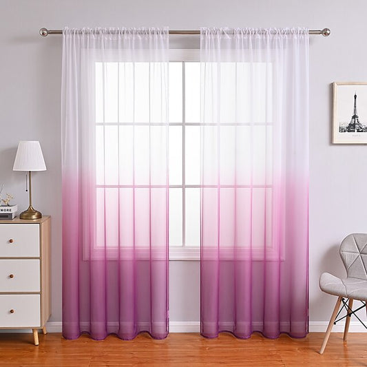 Mulberry Ombre Dyed Organza Sheer Curtains
