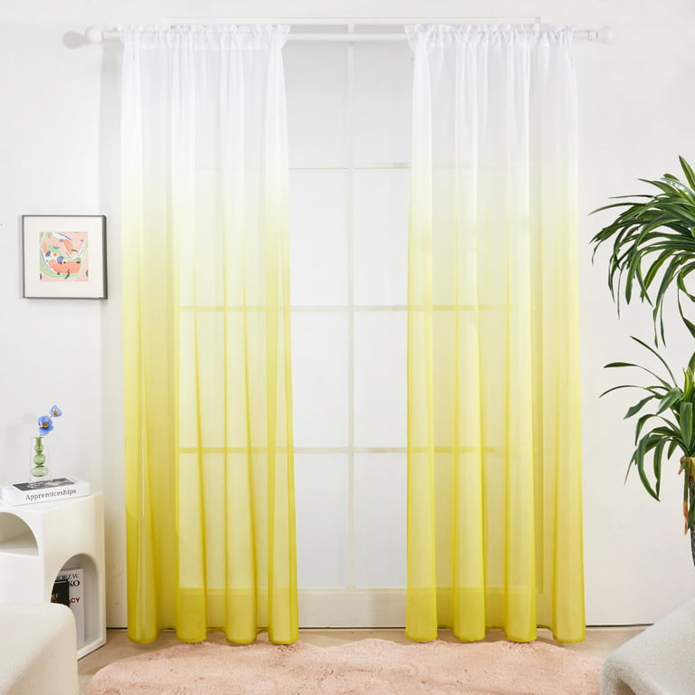 Lemon Ombre Dyed Sheer Curtains