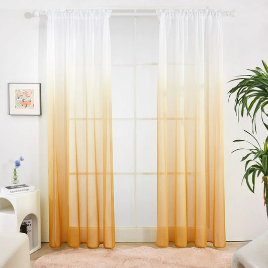 Marigold Ombre Dyed Organza Sheer Curtains