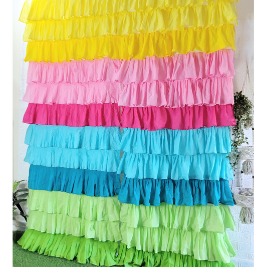 Rainbow Full Ruffle Cotton Curtain