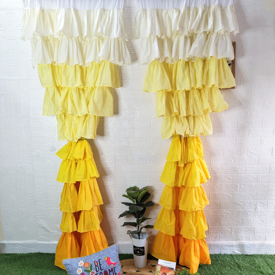 Yellow Ombre Full Ruffle Curtains