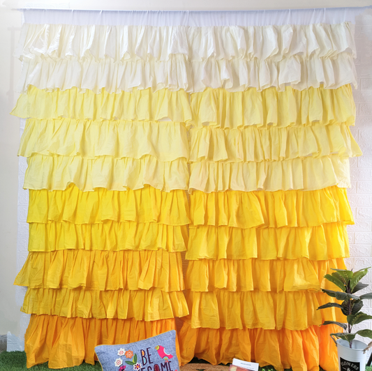 Yellow Ombre Full Ruffle Curtains