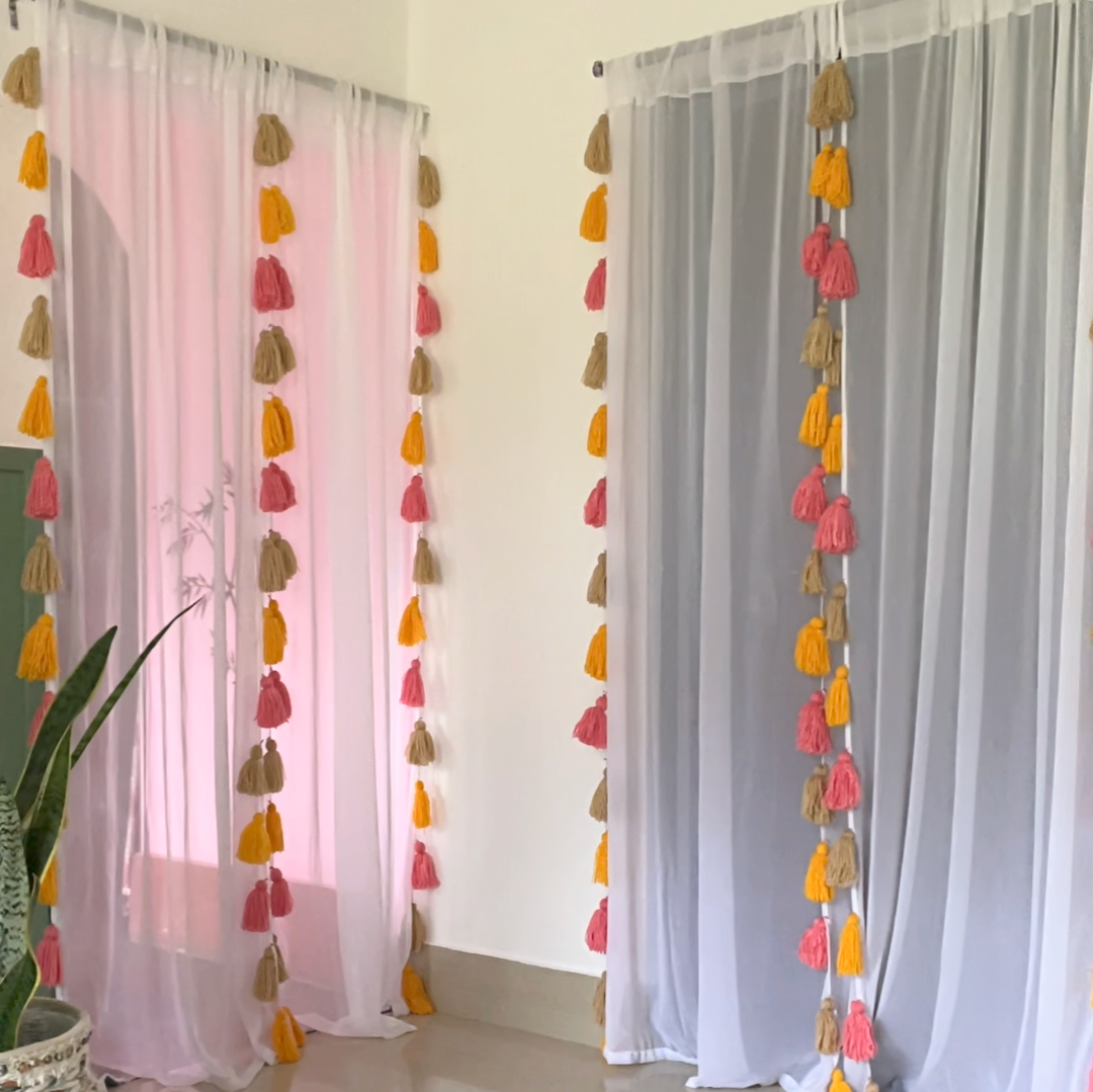 Sunset Bliss Tassel Curtains (Cotton & Sheer)