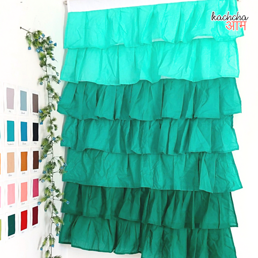 Teal Ombre Full Ruffle Curtains