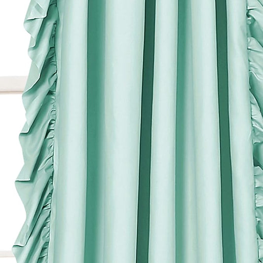 Teal Side Frill Curtains 100% Cotton Material