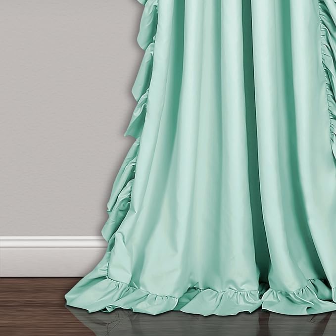 Teal Side Frill Curtains 100% Cotton Material