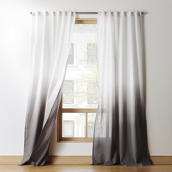 Grey Ombre Dyed Cotton Non See Through Curtains