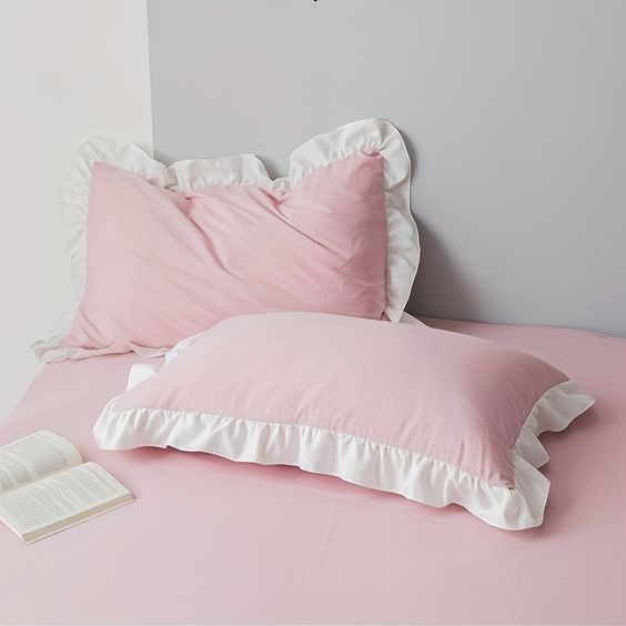Cotton Frill Pillow Case in Dual Tone
