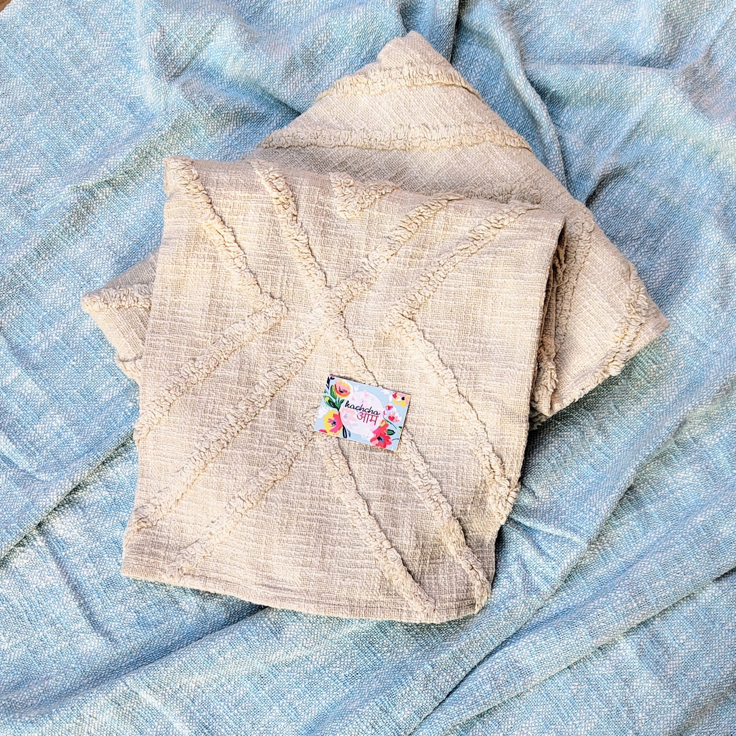 Tufted Off-White Sofa Throw