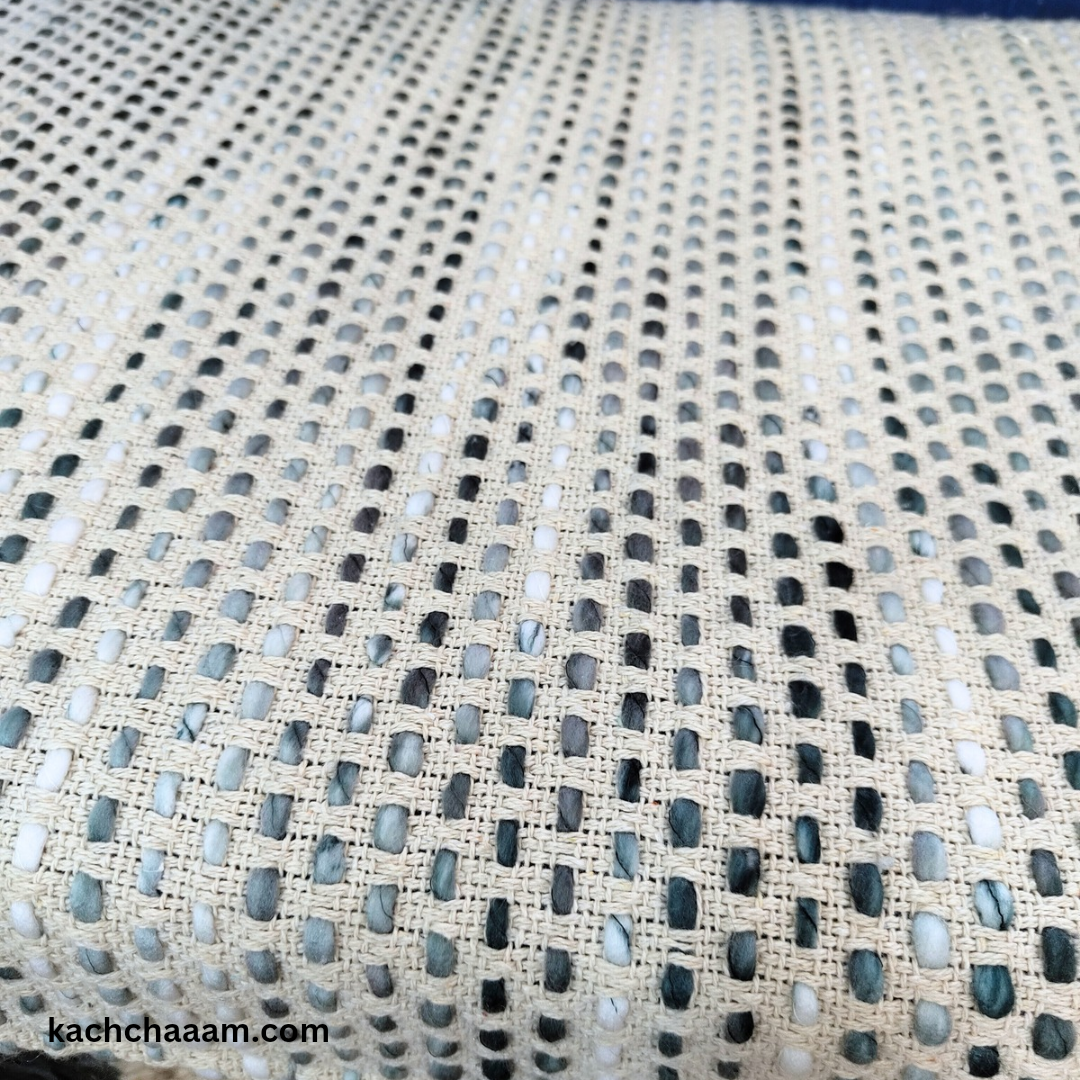 Grey Ombre Slub Cotton Sofa Cover with Grey Tassels