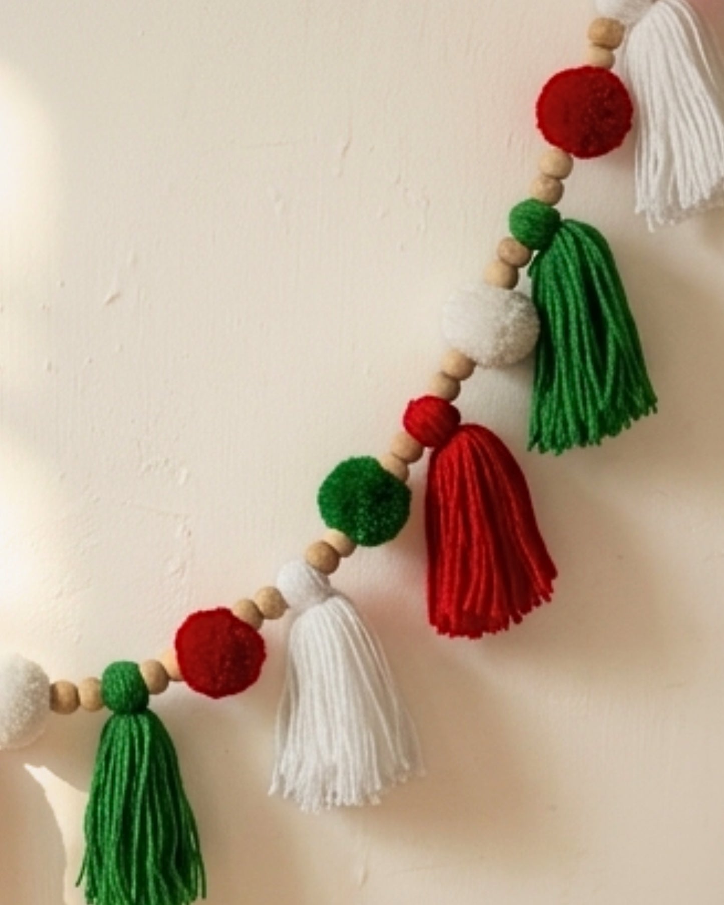 Christmas Pompom and Tassel Wool Bunting Wall Decor