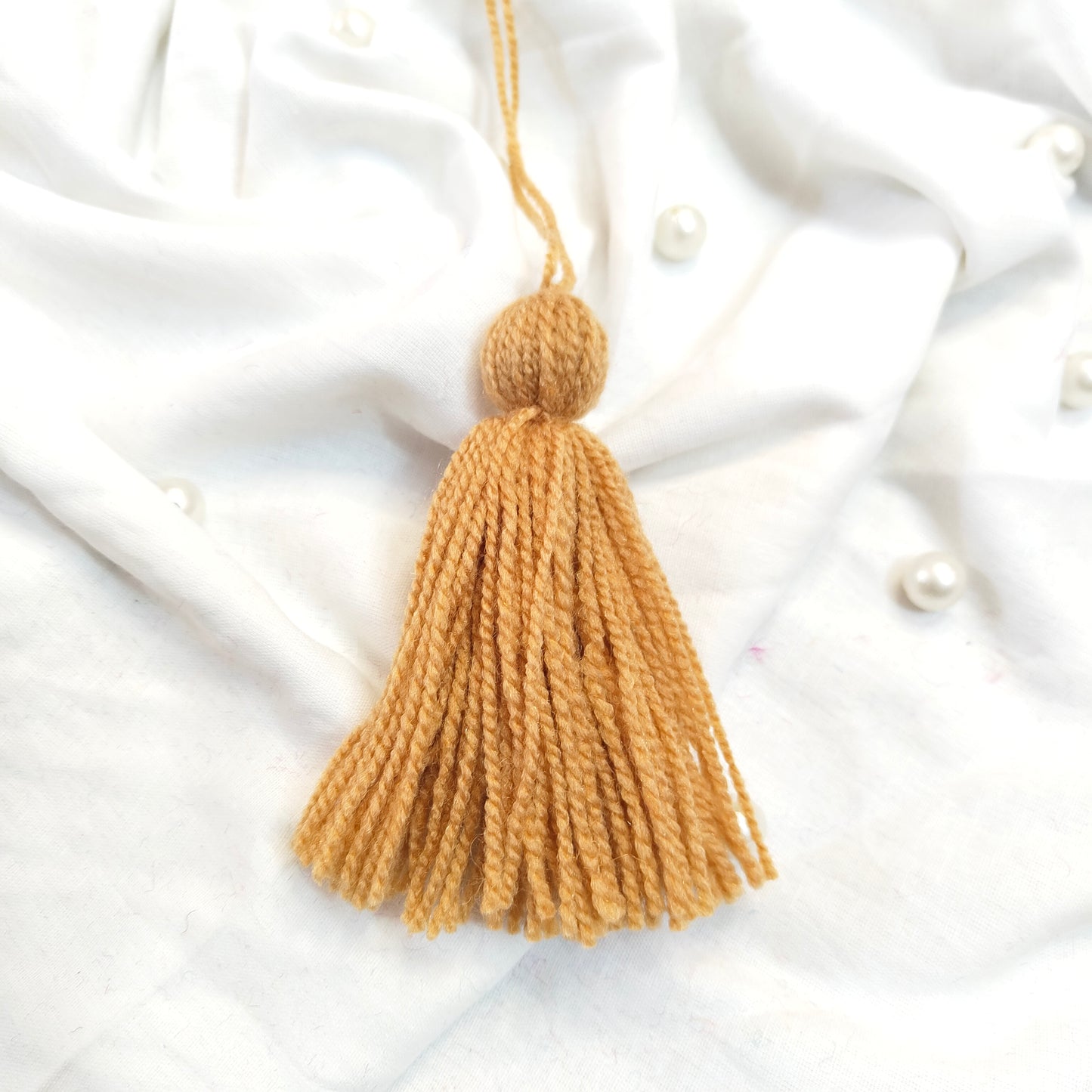 Handmade Big Size Wool Tassels Beige color