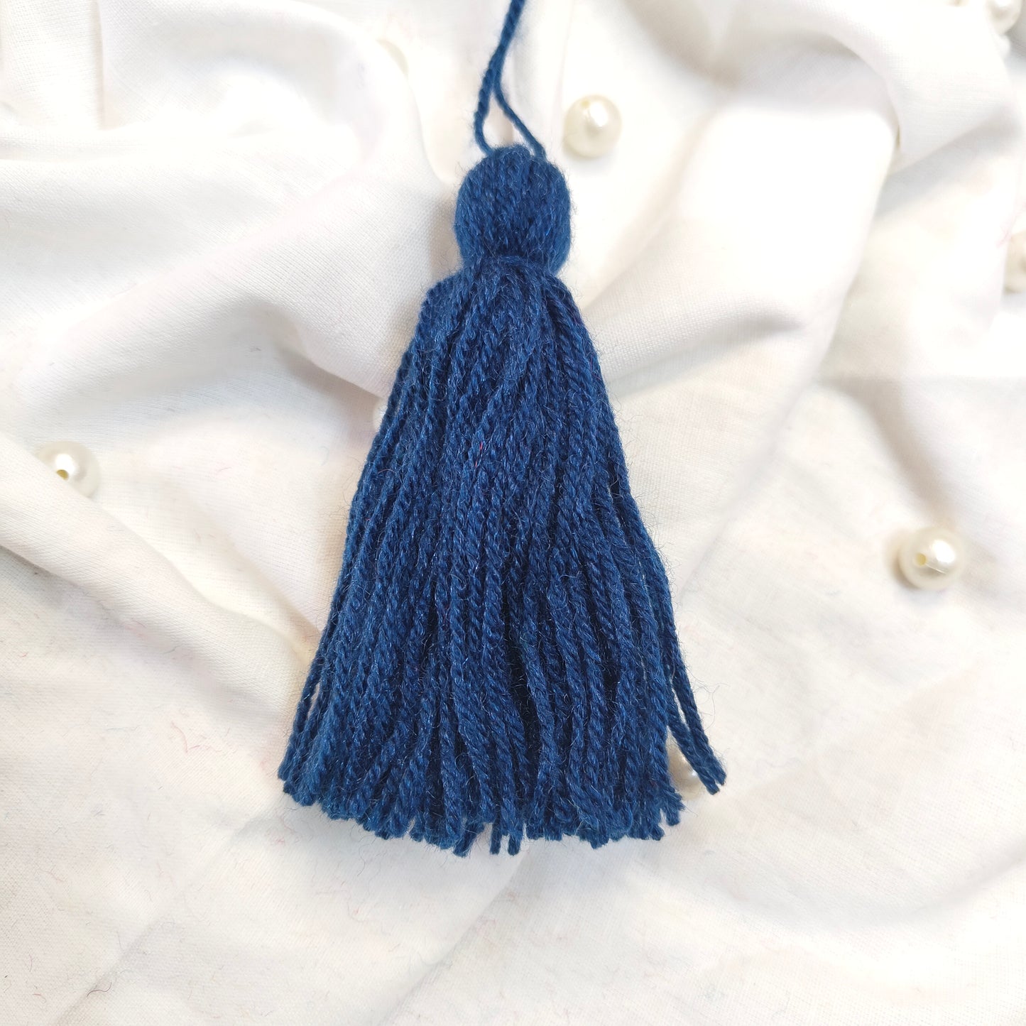 Handmade Big Size Wool Tassels Ocean Blue color