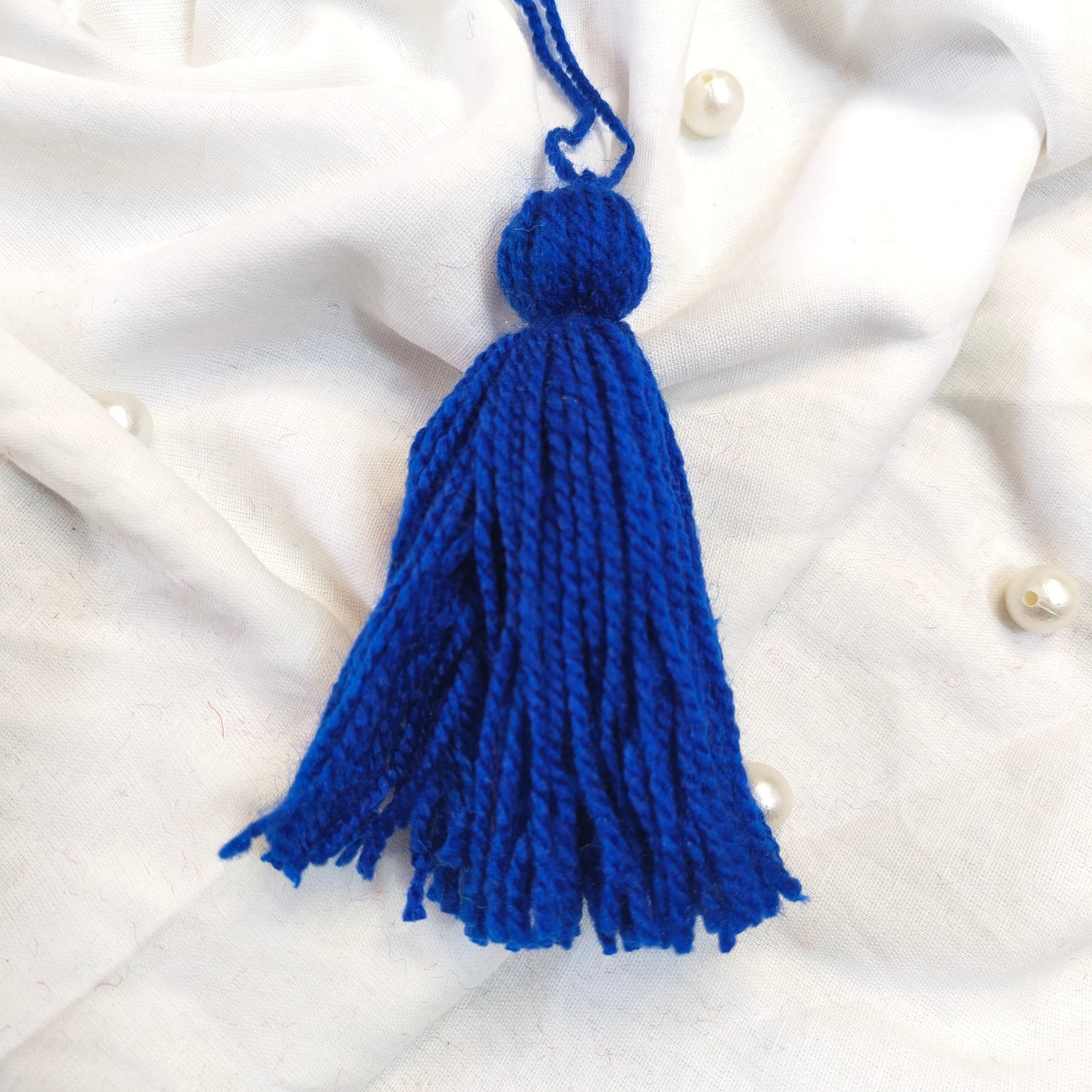 Handmade Big Size Wool Tassels Royal Blue color