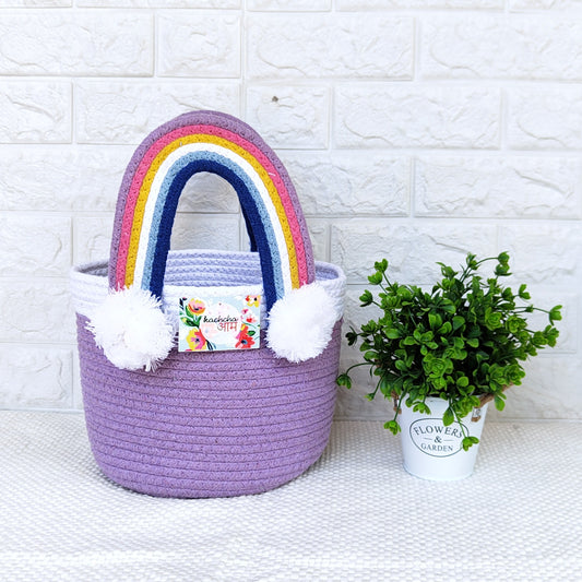 Rainbow Handle Multipurpose Lavender Basket 🌈