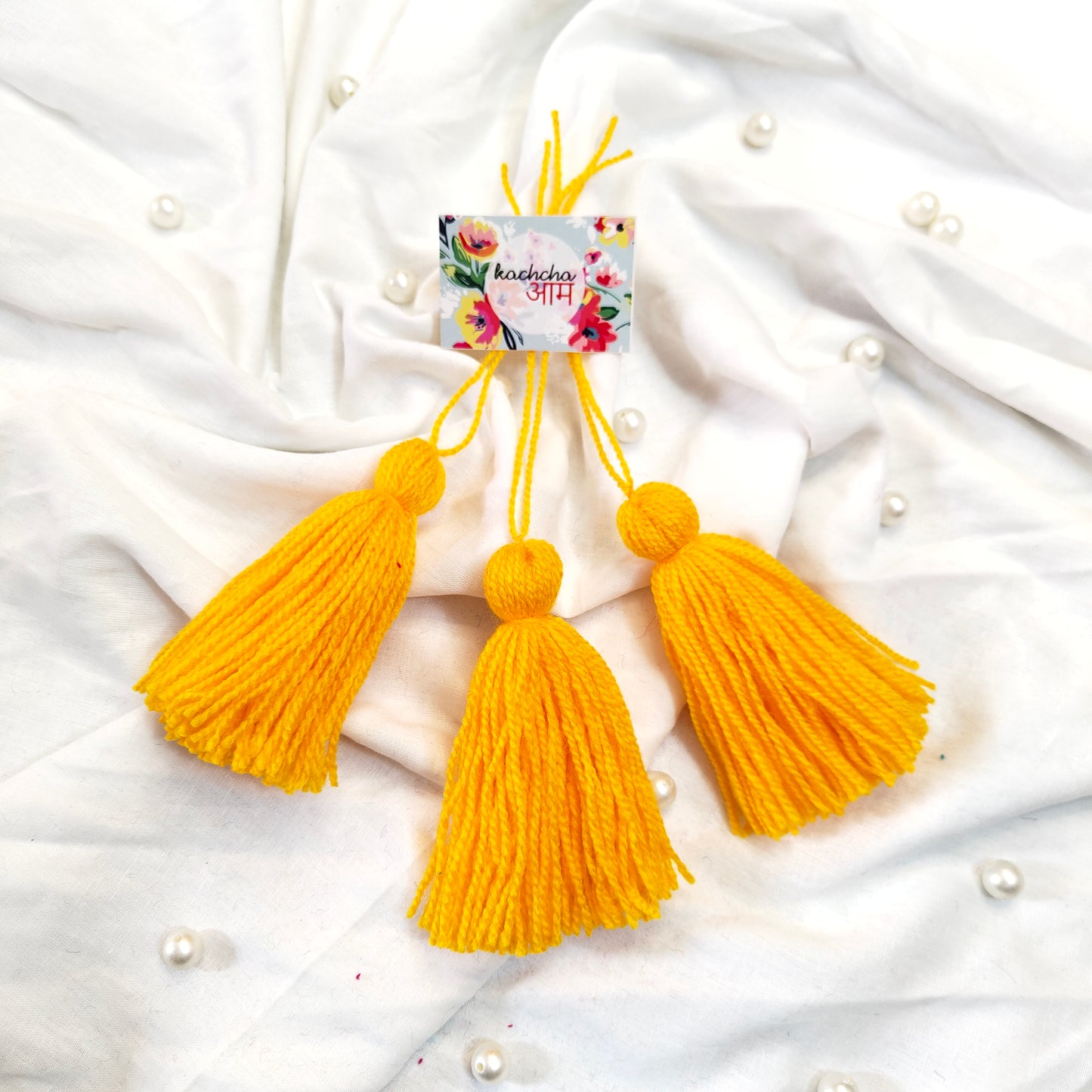 Handmade Big Size Wool Tassels Yellow color