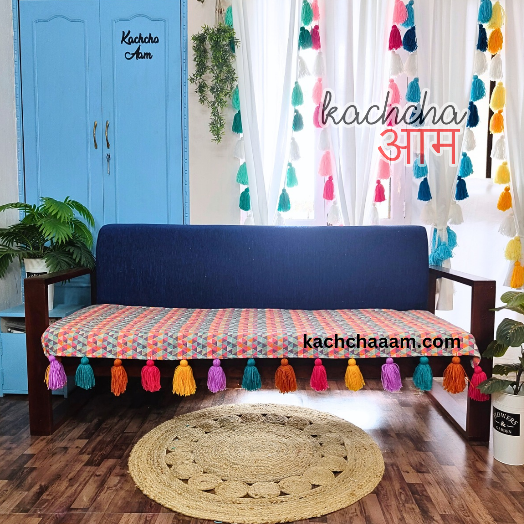 Jacquard Fabric Thick Polyester Sofa cover with Multi Tassels